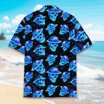 Close up back view of the starry outer space design