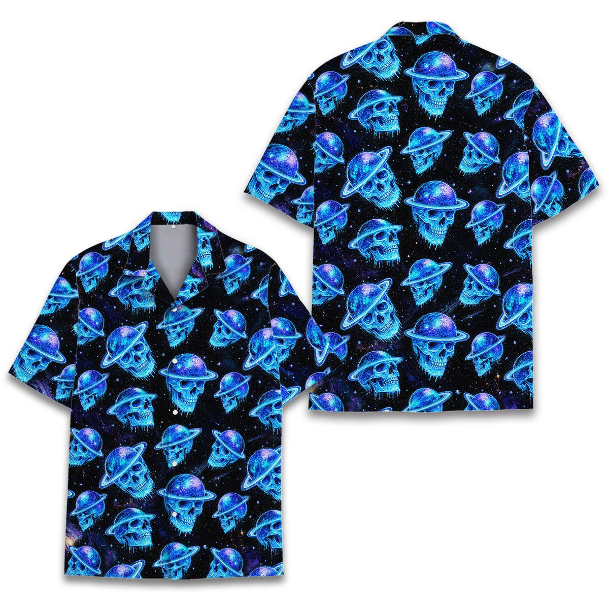 Close up front view of the matching family hawaiian shirt