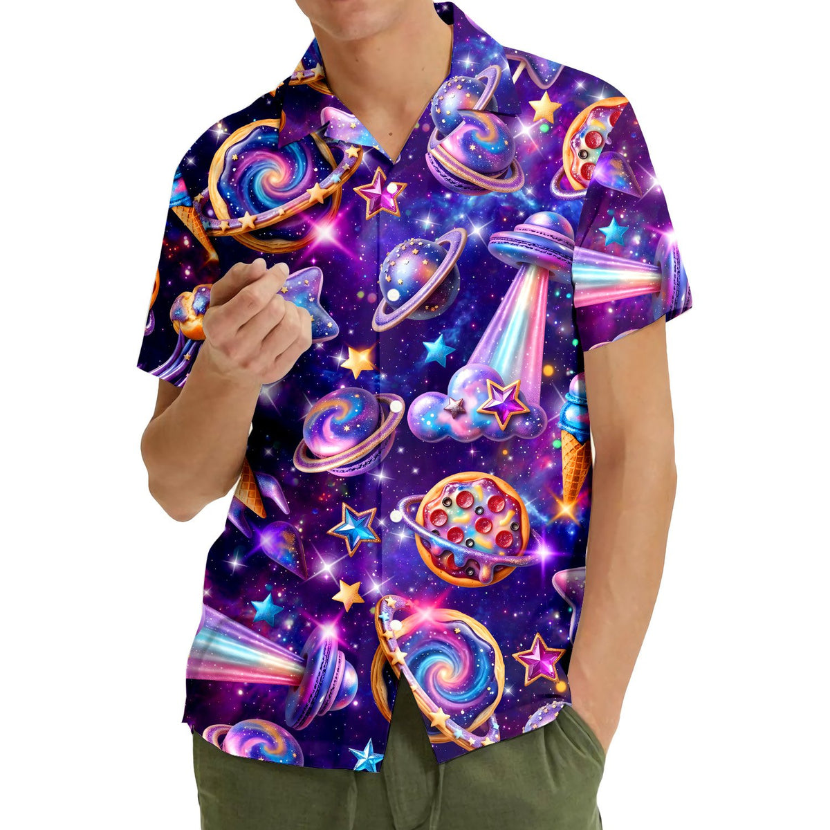 Third lifestyle view highlighting the vibrant candy planet print