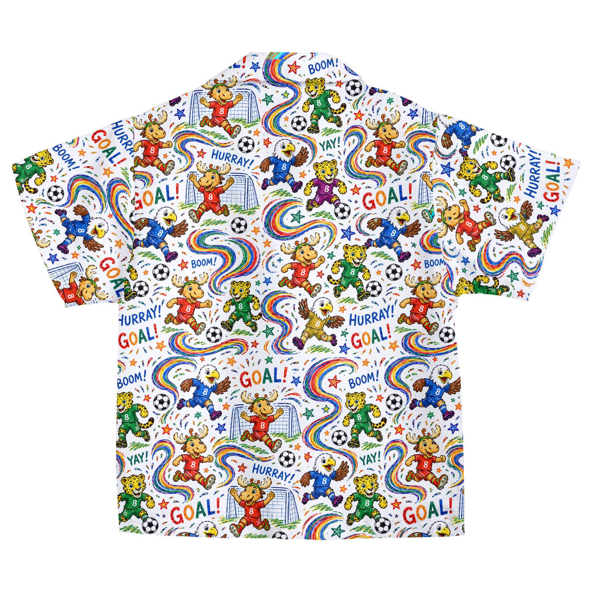Alternative back view of the sports animals hawaiian shirt