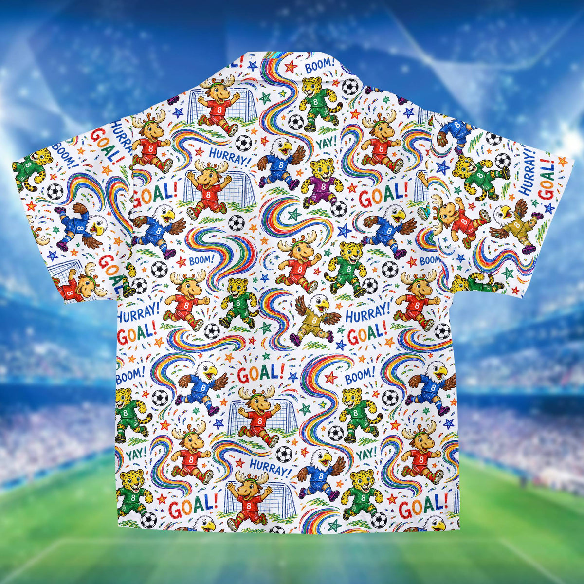Back view of the white sports hawaiian shirt