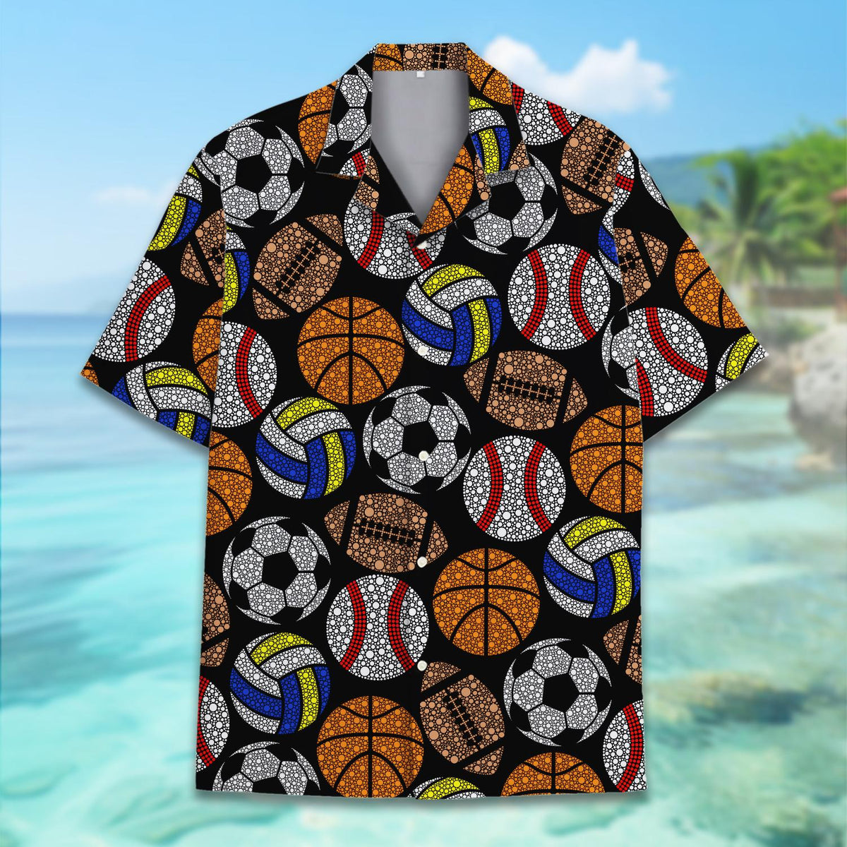 Close up back view of the sports hawaiian shirt