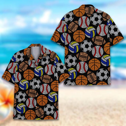 Back view of the black sports hawaiian shirt