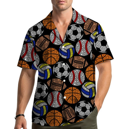Close up front view of the sports hawaiian shirt pattern
