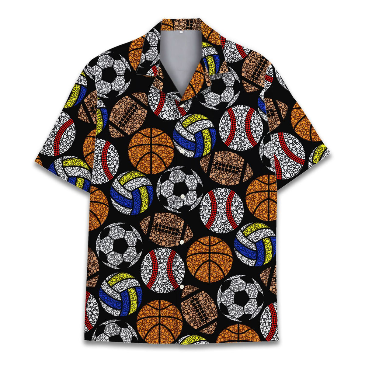 Lifestyle view of a person wearing the black sports hawaiian shirt