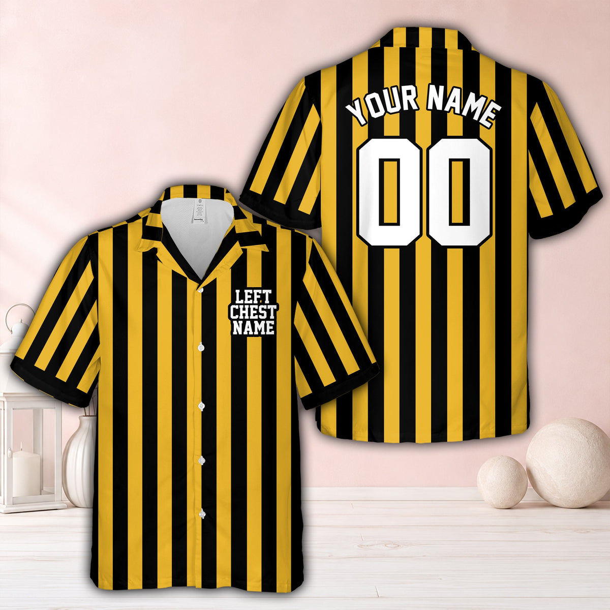 Yellow sports/referee hawaiian shirt front view