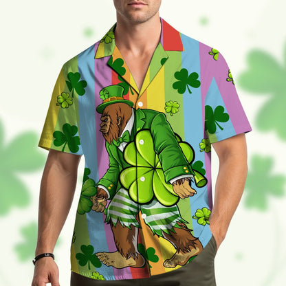 Second lifestyle view of the St. Patrick's Day Bigfoot Hawaiian shirt