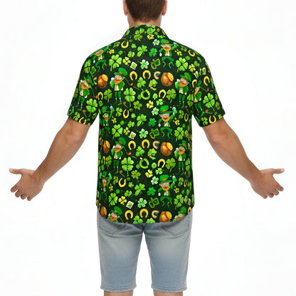 Back view of St. Patrick's Day hawaiian shirt with all-over print