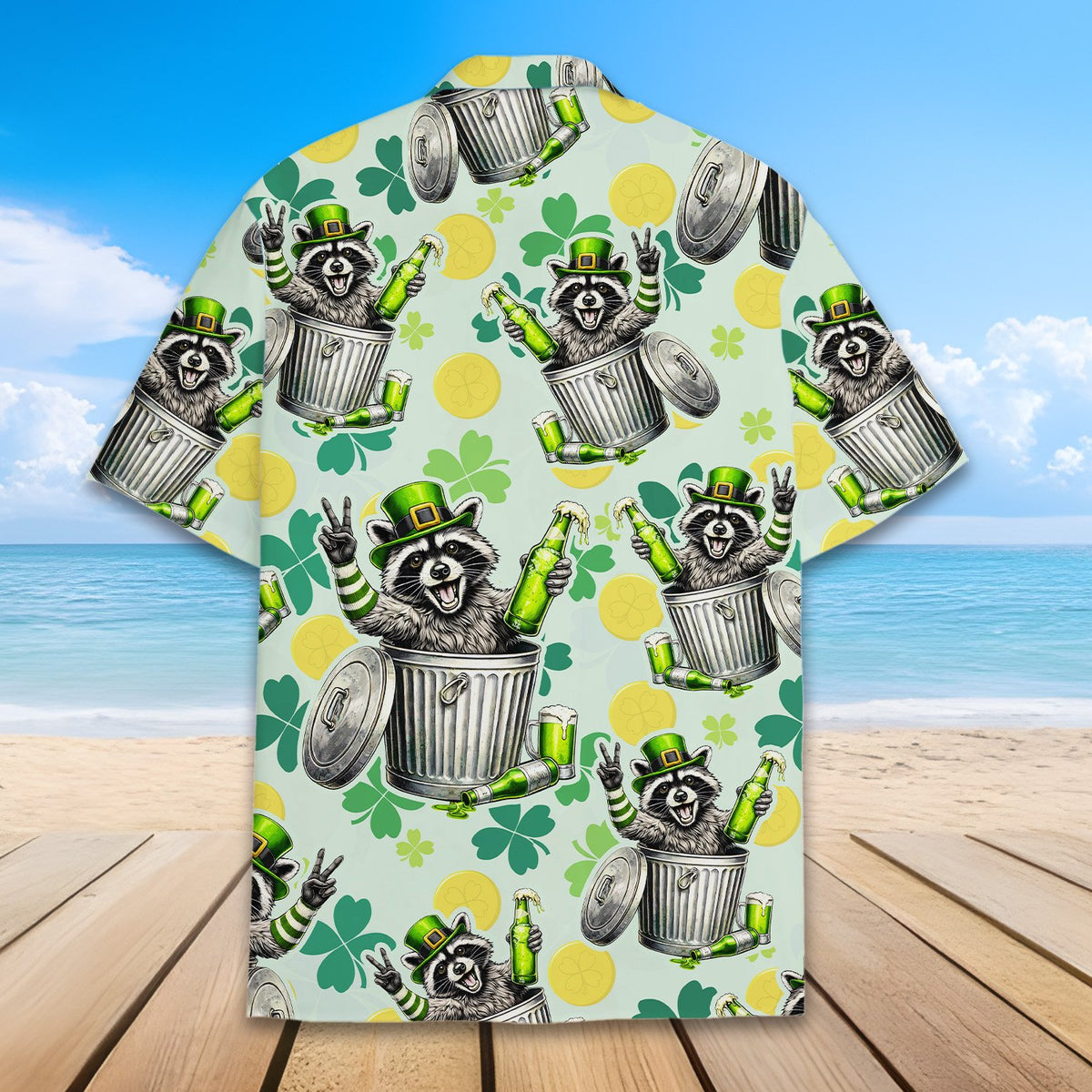 Second back view of the St. Patrick's Day hawaiian shirt