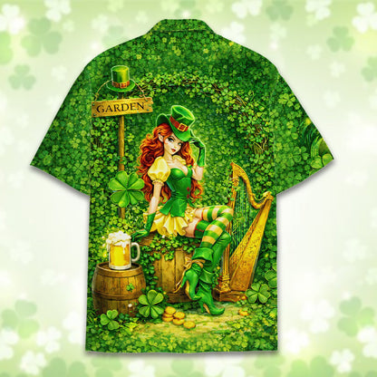 Additional back view of the St. Patrick's Day Hawaiian shirt