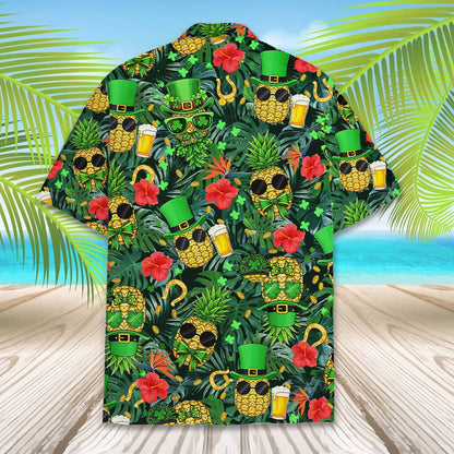Back view of the matching family St. Patrick's Day hawaiian shirt
