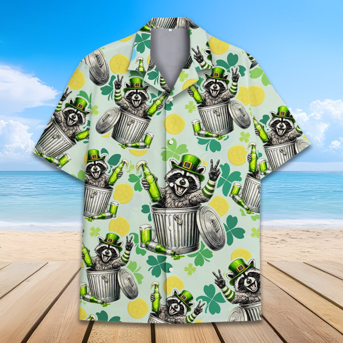 Close up front view of the matching family hawaiian shirt design