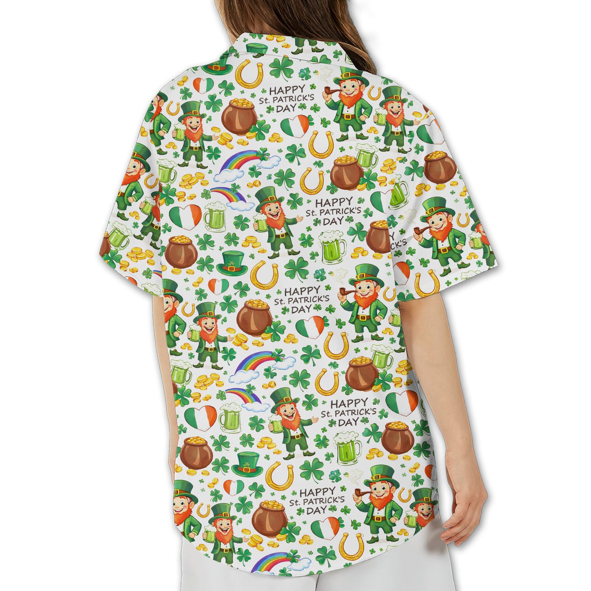 St. Patrick's Day hawaiian shirt alternate back view