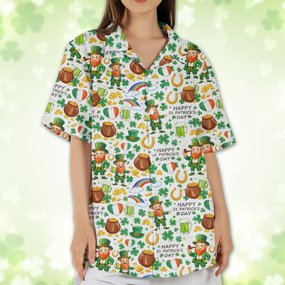 St. Patrick's Day hawaiian shirt front view