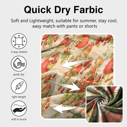 Additional view of the strawberry hawaiian shirt fabric and buttons