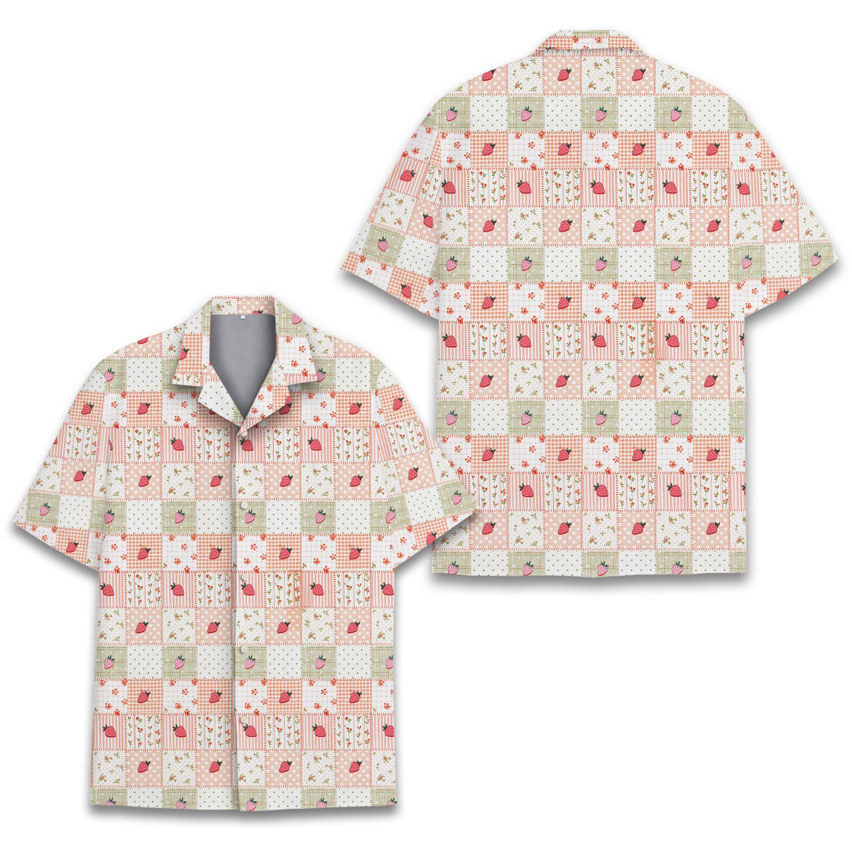 Close view of the patchwork hawaiian shirt collar and long sleeve shirts alternative styling