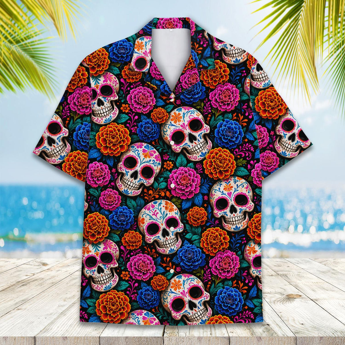 Alternative front view of the floral matching family hawaiian shirt