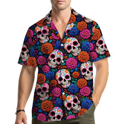 Lifestyle view of a person wearing the matching family hawaiian shirt