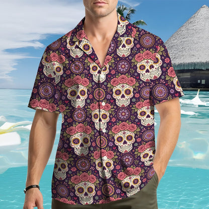 Fourth lifestyle view showing the family matching outfits featuring sugar skulls