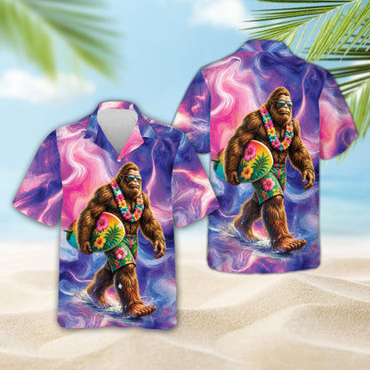 Final front view of the matching family hawaiian shirt in multicolor