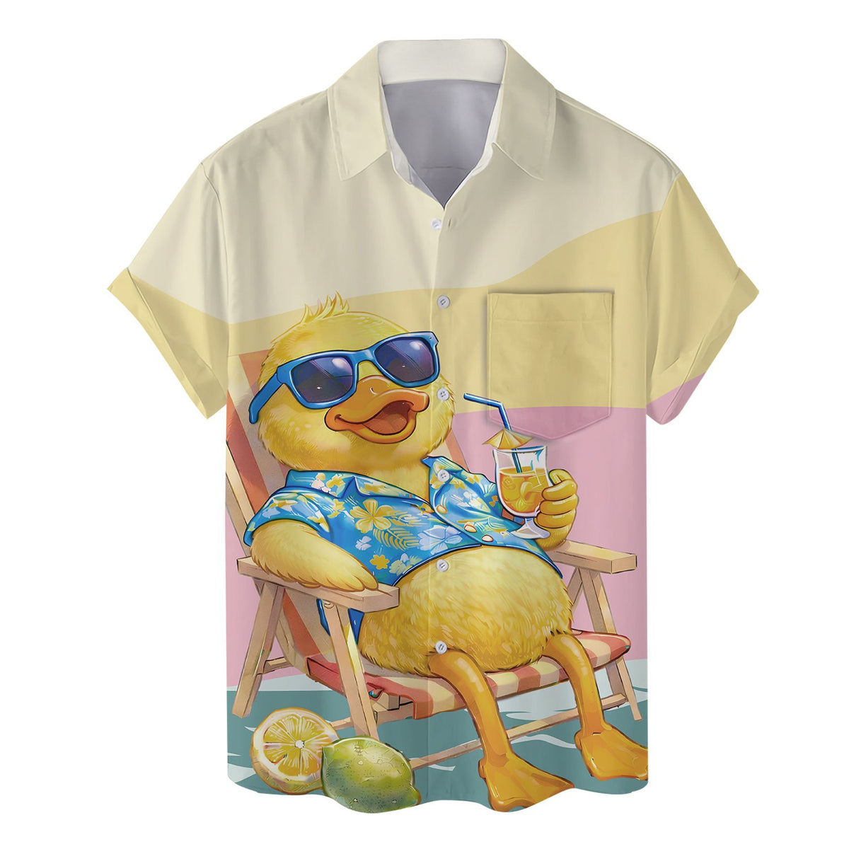Another back view of matching family summer duck Hawaiian shirt