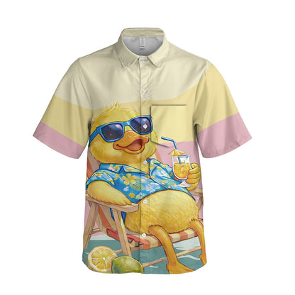 Back view of summer duck Hawaiian shirt