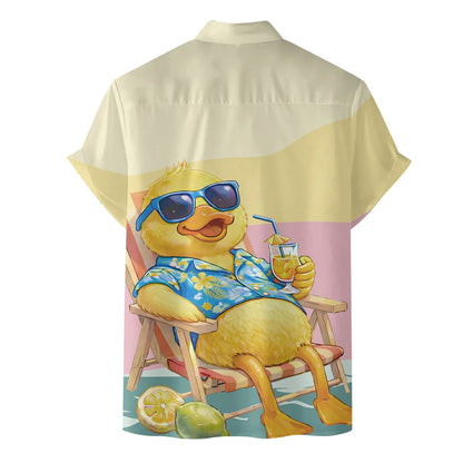 Close up front view of summer duck Hawaiian shirt