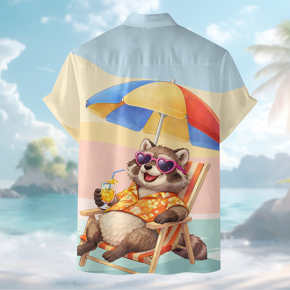 Second lifestyle view of the blue summer hawaiian shirt outdoors