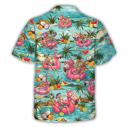 Summer skeletons hawaiian shirt, back view