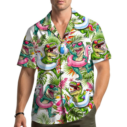 Outdoor lifestyle view of the family matching hawaiian shirt