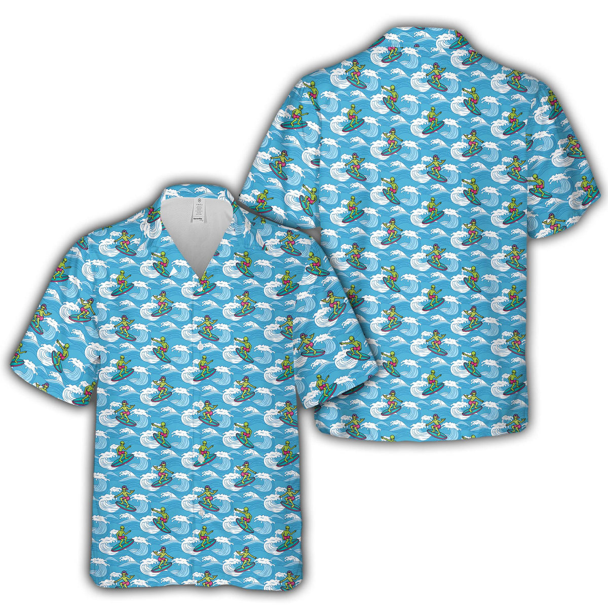 Front view of the alien hawaiian shirt