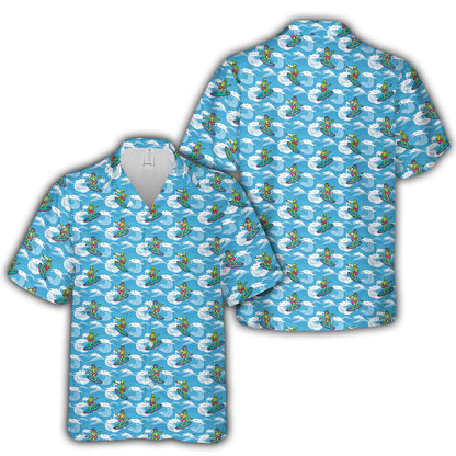 Front view of the alien hawaiian shirt
