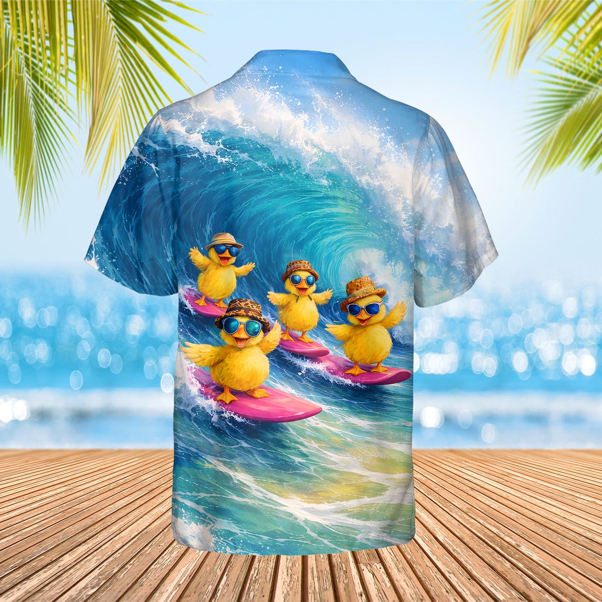 Second lifestyle view showing the comfortable fit of the matching family hawaiian shirt outdoors