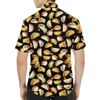 Back view of the black tacos hawaiian shirt