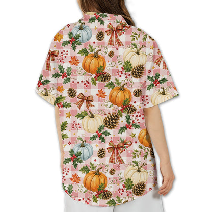 Back view of the matching family thanksgiving hawaiian shirt