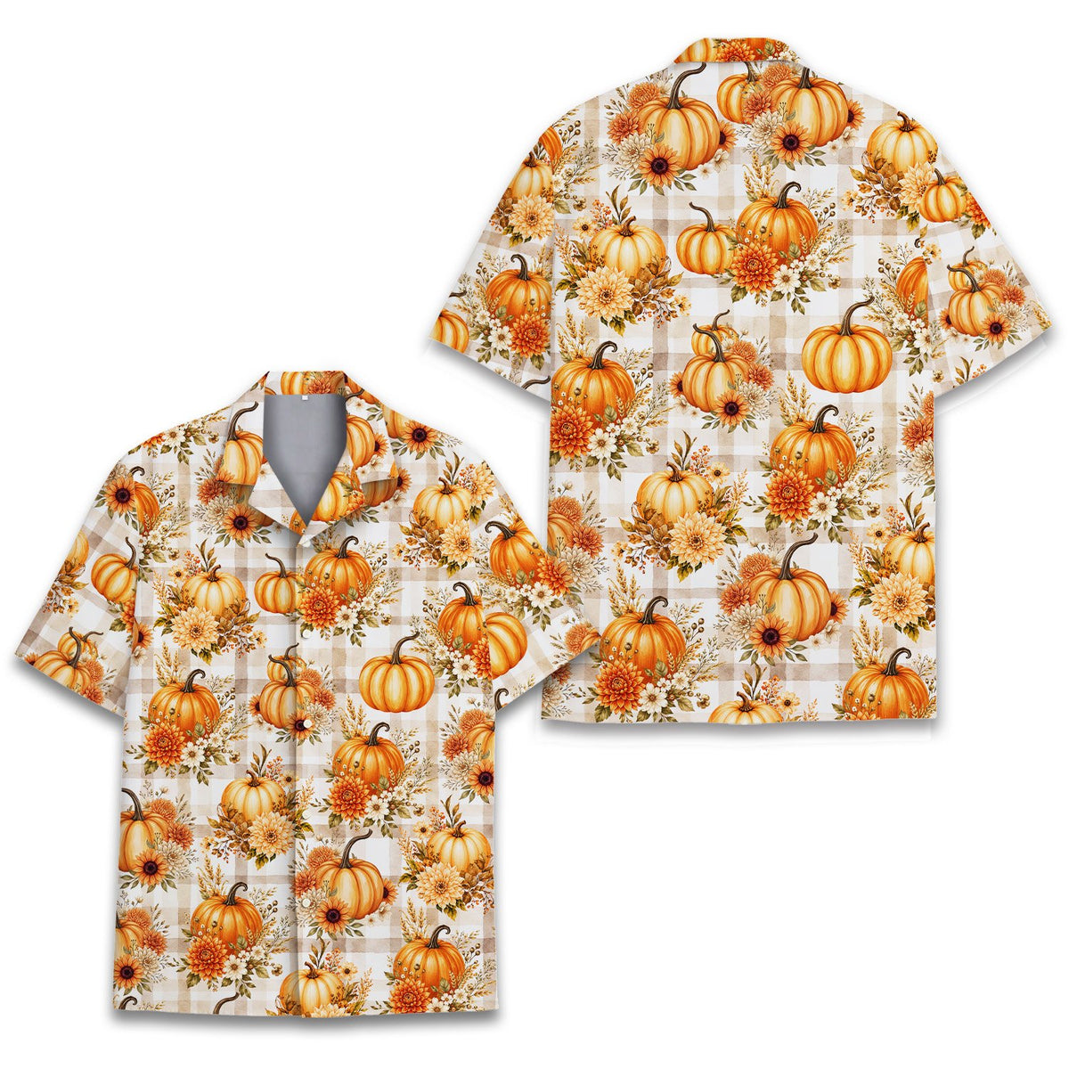 Additional front angle of the autumn holiday hawaiian shirt