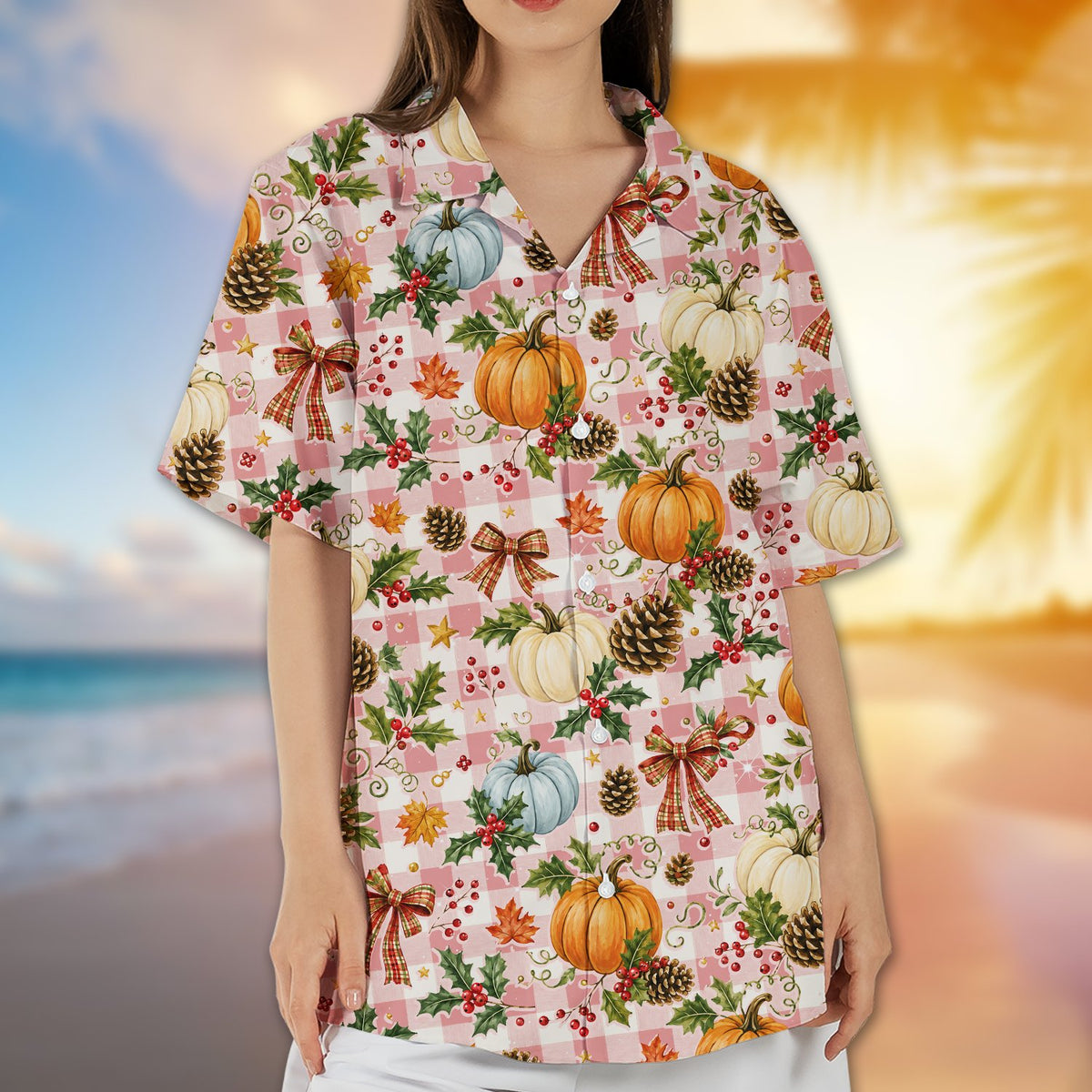 Another lifestyle view of the matching family hawaiian shirts