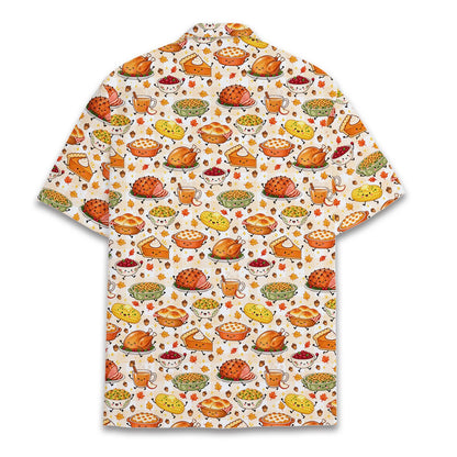 Back view of the matching family hawaiian shirt with all-over holiday print