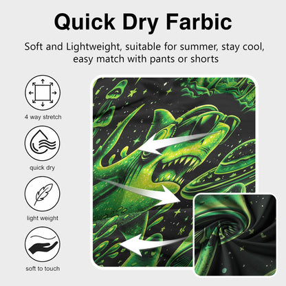 Detailed view of the fabric and print quality of the abstract hawaiian shirt