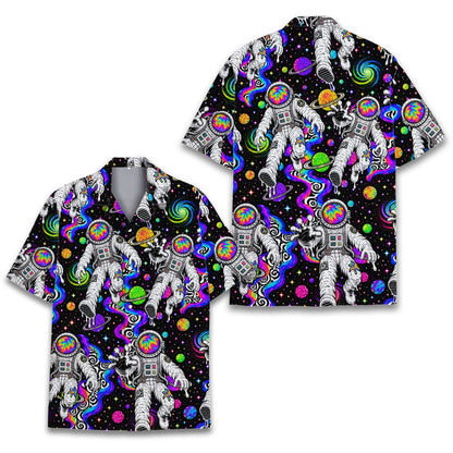 Trippy hawaiian shirt space design front side