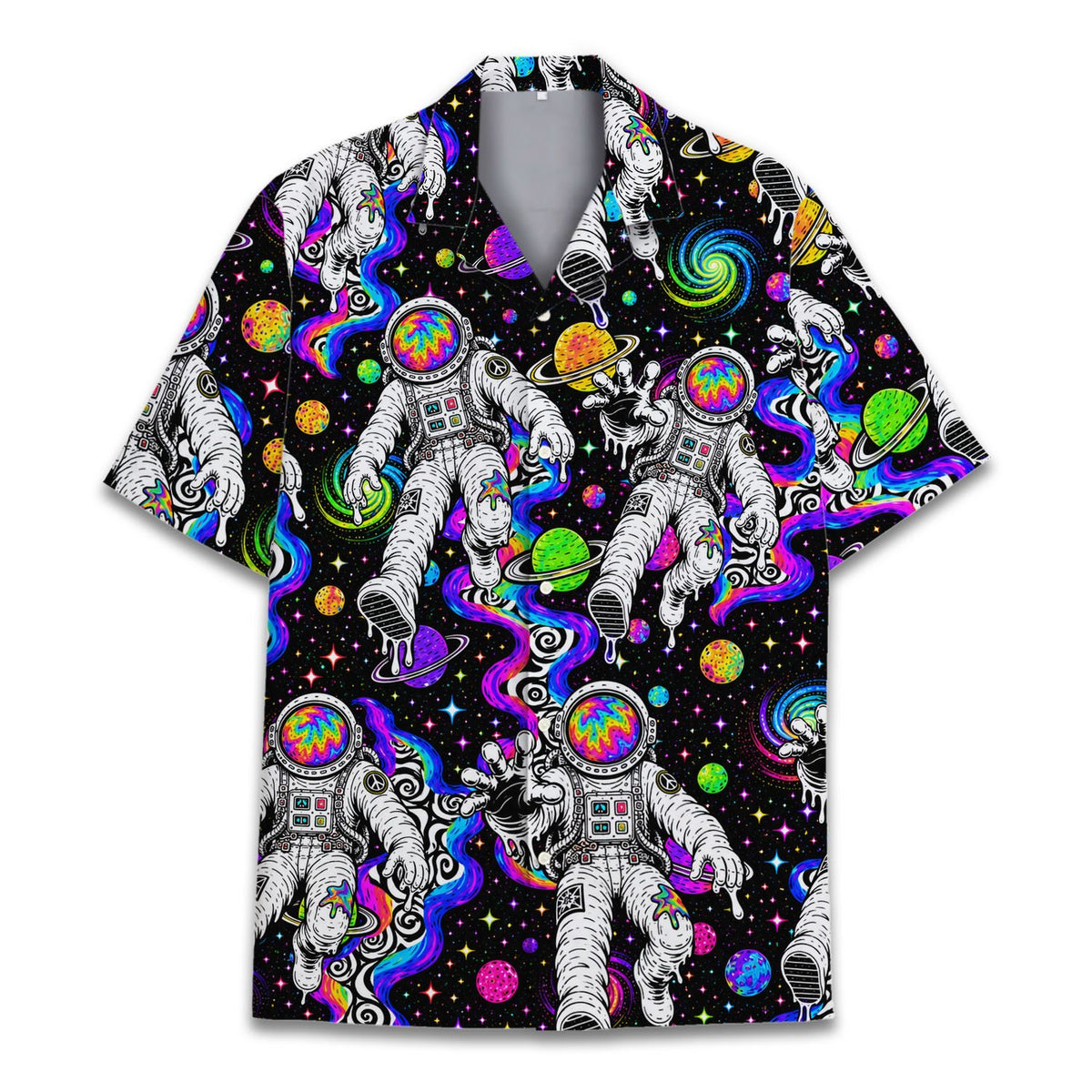 Matching family trippy space shirt front view
