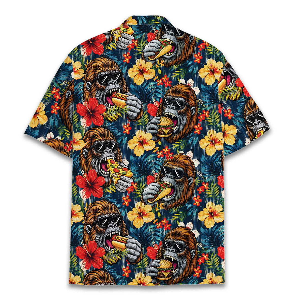 Back view of the tropical ape hawaiian shirt