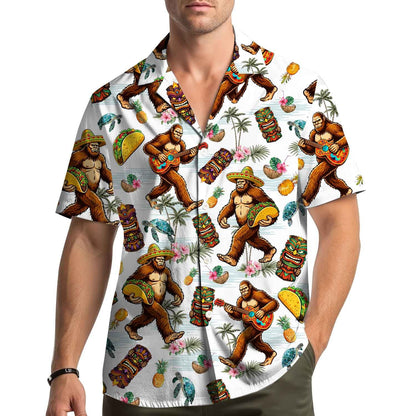 Lifestyle view showing the matching family hawaiian shirts worn outdoors