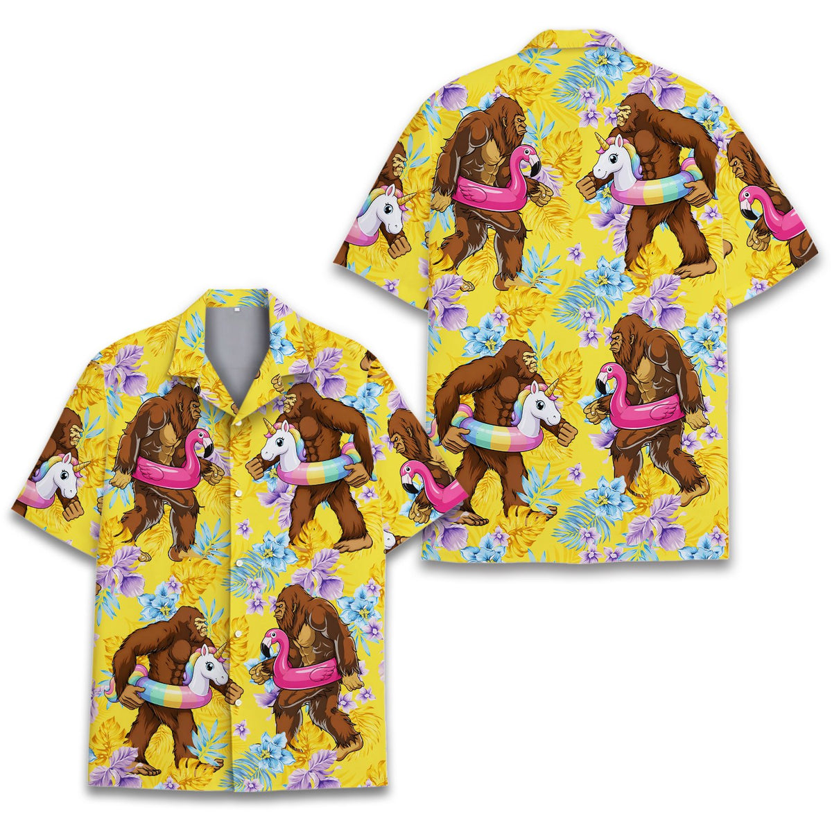 Lifestyle view showing the family matching hawaiian shirts in a sunny setting