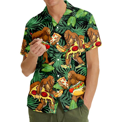 Third lifestyle image of the tropical hawaiian shirt in action