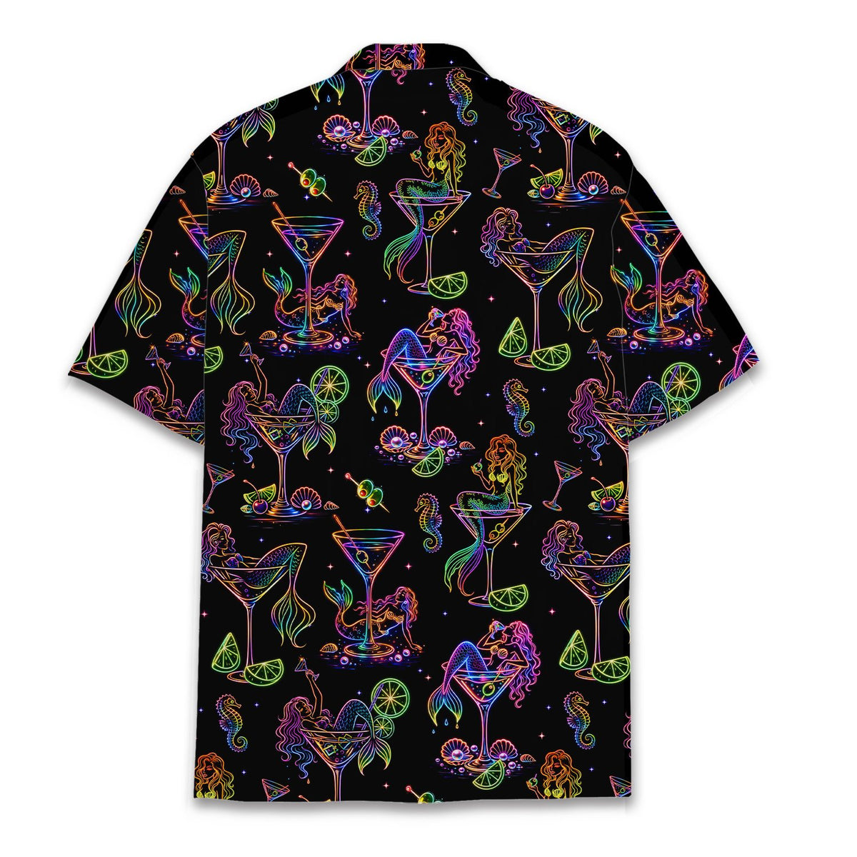 Black tropical hawaiian shirt, back view alternate
