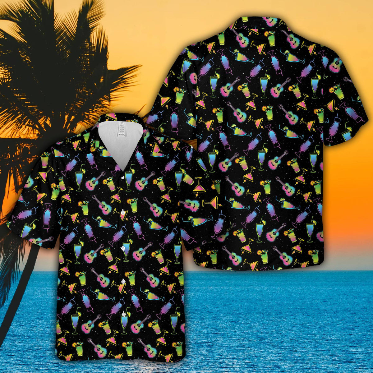 Another lifestyle view of the matching family hawaiian shirt