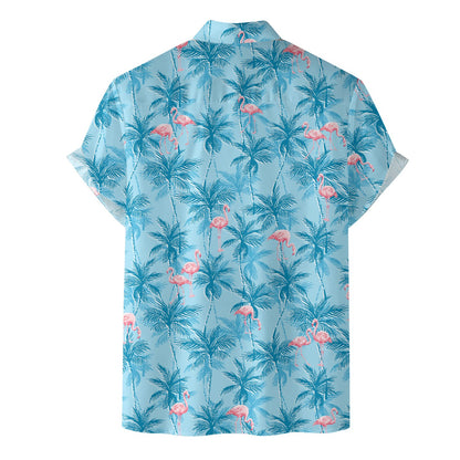 Light blue tropical Hawaiian shirt, alternate back view
