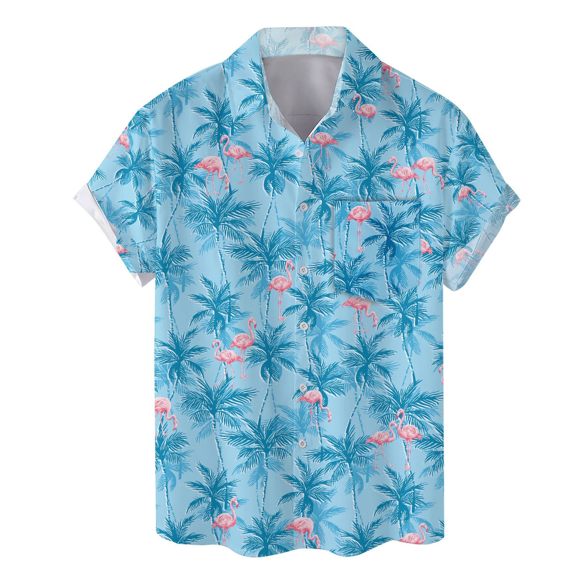 Light blue tropical Hawaiian shirt, alternate front view