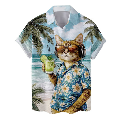 Another front view of the matching family Hawaiian shirt